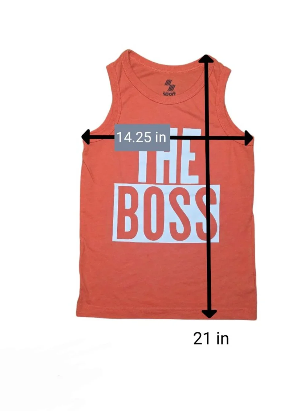 Kids Place Sport "The Boss" Orange Tank Top Sz Med 7/8 - Picture 9 of 9